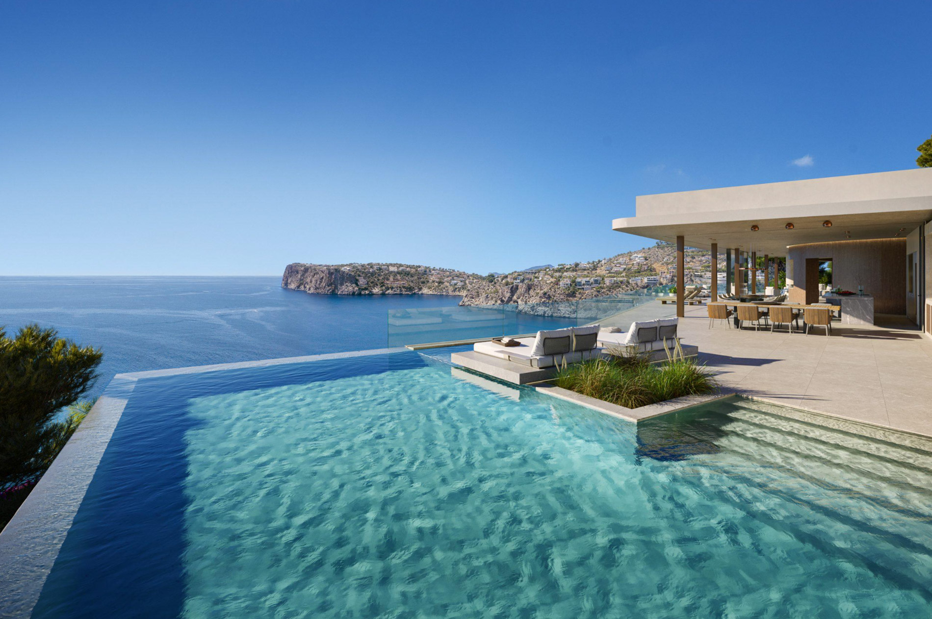 Impresionante villa de diseño en uno de los lugares más codiciados, Cala Llamp en el Puerto de Andratx