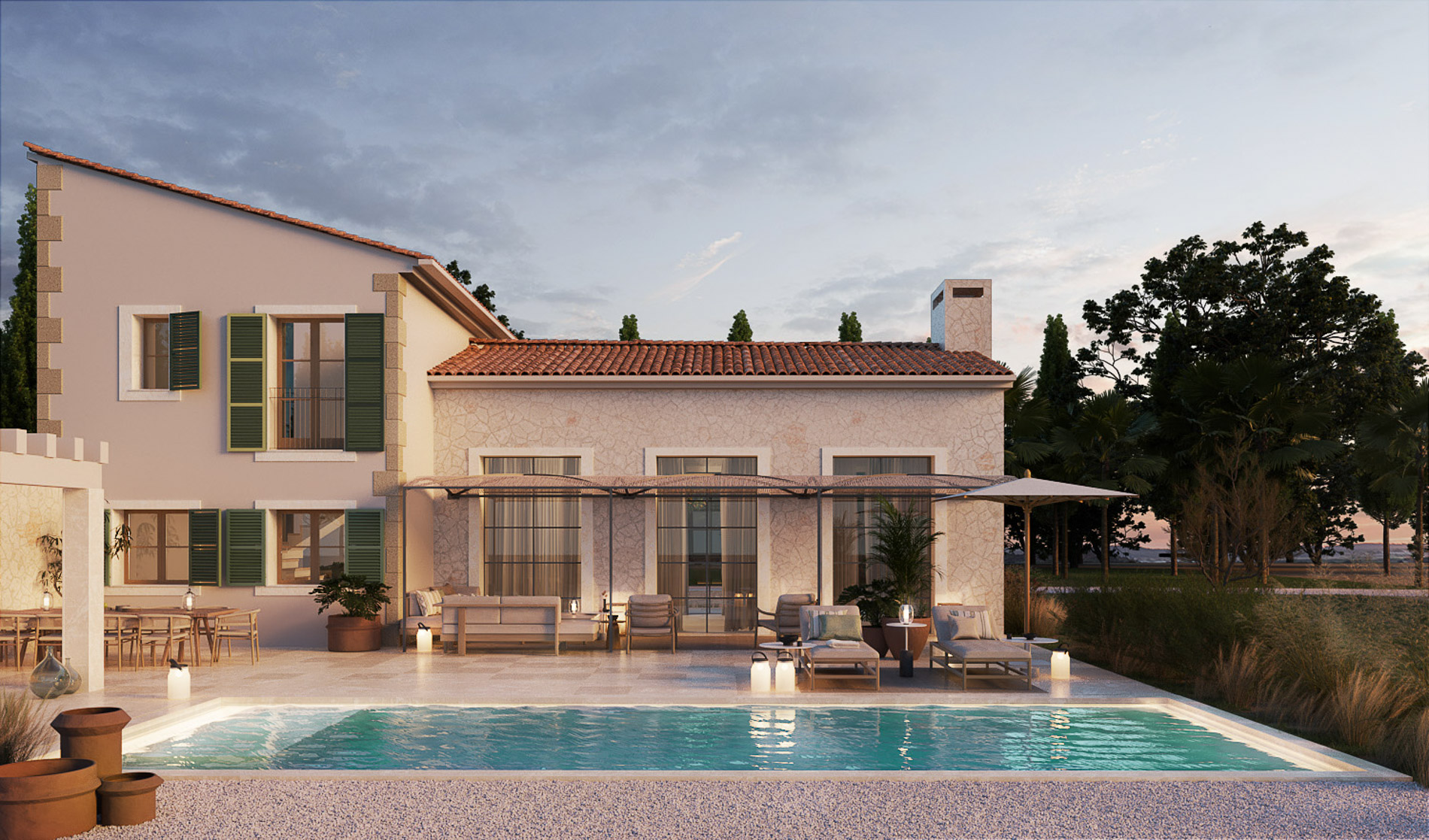 Finca de nueva construcción con vistas a la Serra de Tramuntana en Sencelles