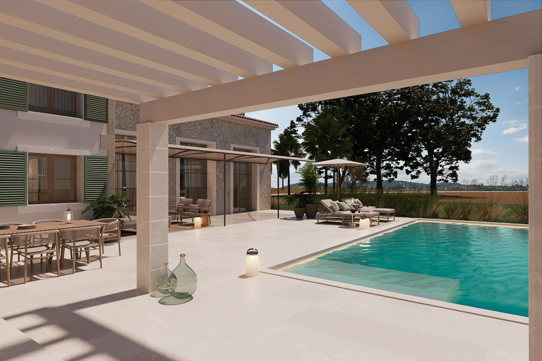 Finca de nueva construcción con vistas a la Serra de Tramuntana en Sencelles